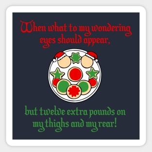 When What To My Wondering Eyes Should Appear, But Twelve Extra Pounds on My Thighs and My Rear! Sticker